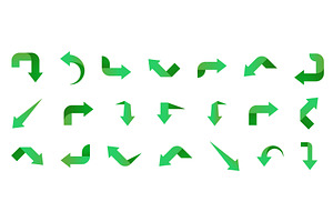 Set of green arrow icons, an Object Illustration by Things for designers