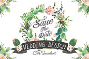 Wedding graphic set with succulents, an Illustration by Graphic Box (Thumbnail 1 of 3)