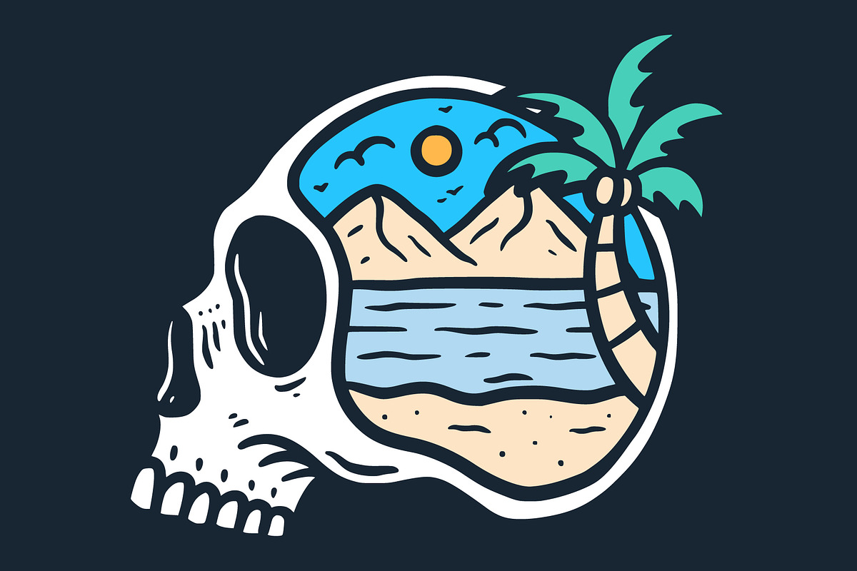 Beach Skull Vector Illustration, an Object Illustration by Decoconio Design (Photo 3 of 3)