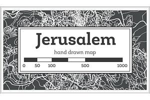 Jerusalem Israel City Map In Retro