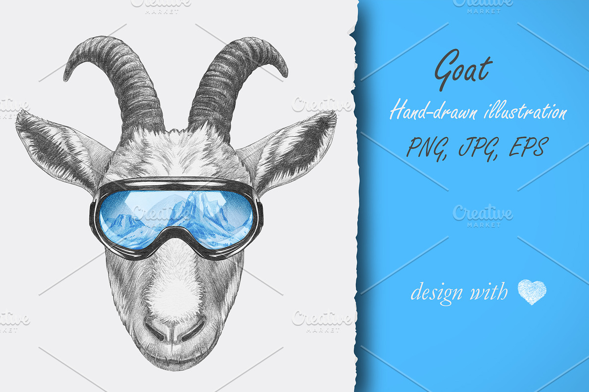 Goat // Winter, an Animal Illustration by Victoria_Novak (Photo 1 of 2)