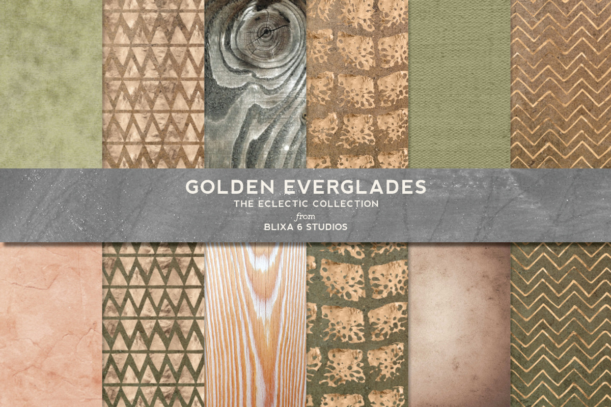 Golden Everglades Crocodile Patterns, a Pattern Graphic by Blixa 6 Studios (Photo 1 of 5)