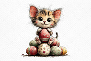 Whimsical Easter Kitten Clipart, an Illustration by Craft Nest (Thumbnail 11 of 11)
