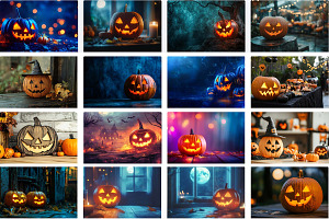 Halloween Pumpkins Jack O Lantern, a Background Graphic by VetalStock