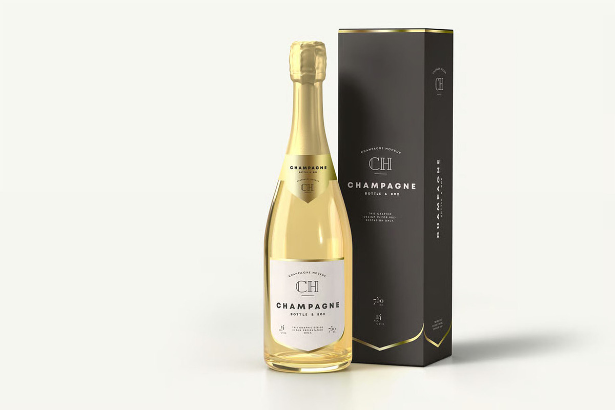 Champagne Bottle Mock-up, a Product Mockup by zippypixelstudio (Photo 2 of 16)