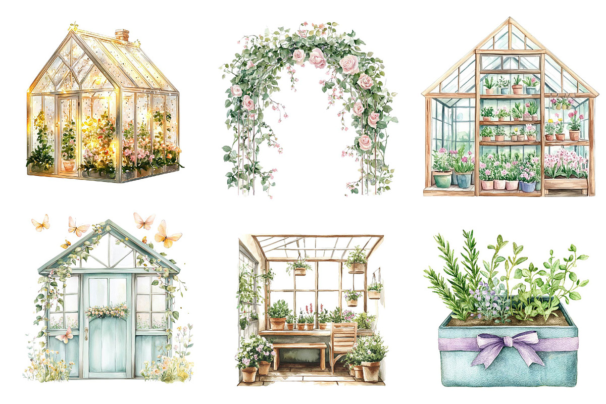 Spring Greenhouse Clipart, an Illustration by CreationArt (Photo 2 of 5)