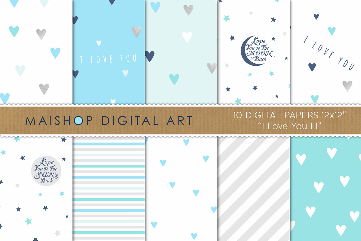 Digital Paper I love you Set 03