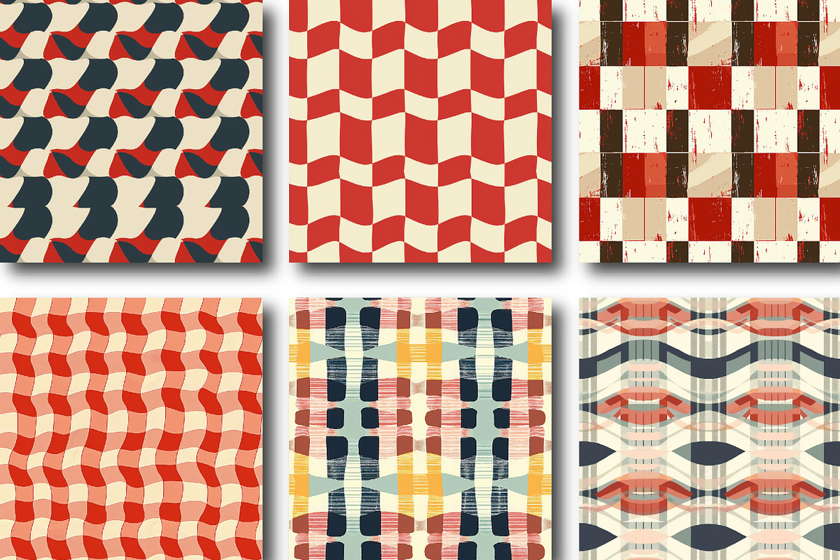 Modern Wavy Checkerboard Patterns, a Pattern Graphic by DreamCafeArt