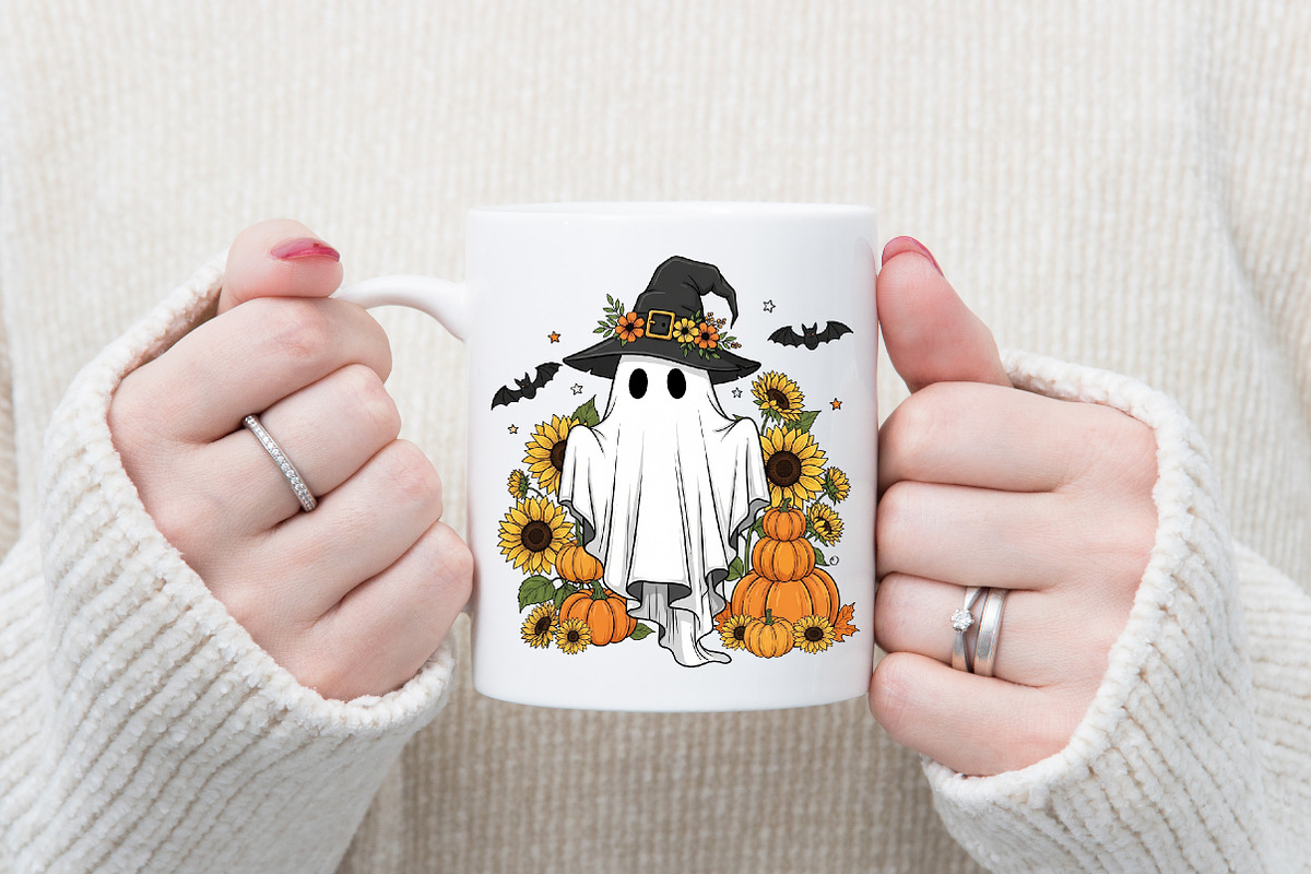 Spooky Ghost Halloween Pumpkins, an Illustration by Designking (Photo 2 of 4)