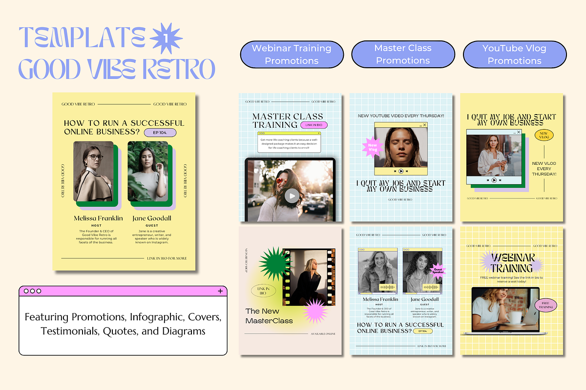 2in1 90s Aesthetic Canva Insta Pack, a Social Media Template by Guavamelo Studio (Photo 9 of 19)
