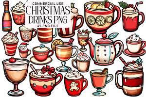 Christmas Drinks PNG Clipart Bundle, an Illustration by Daily.Designs