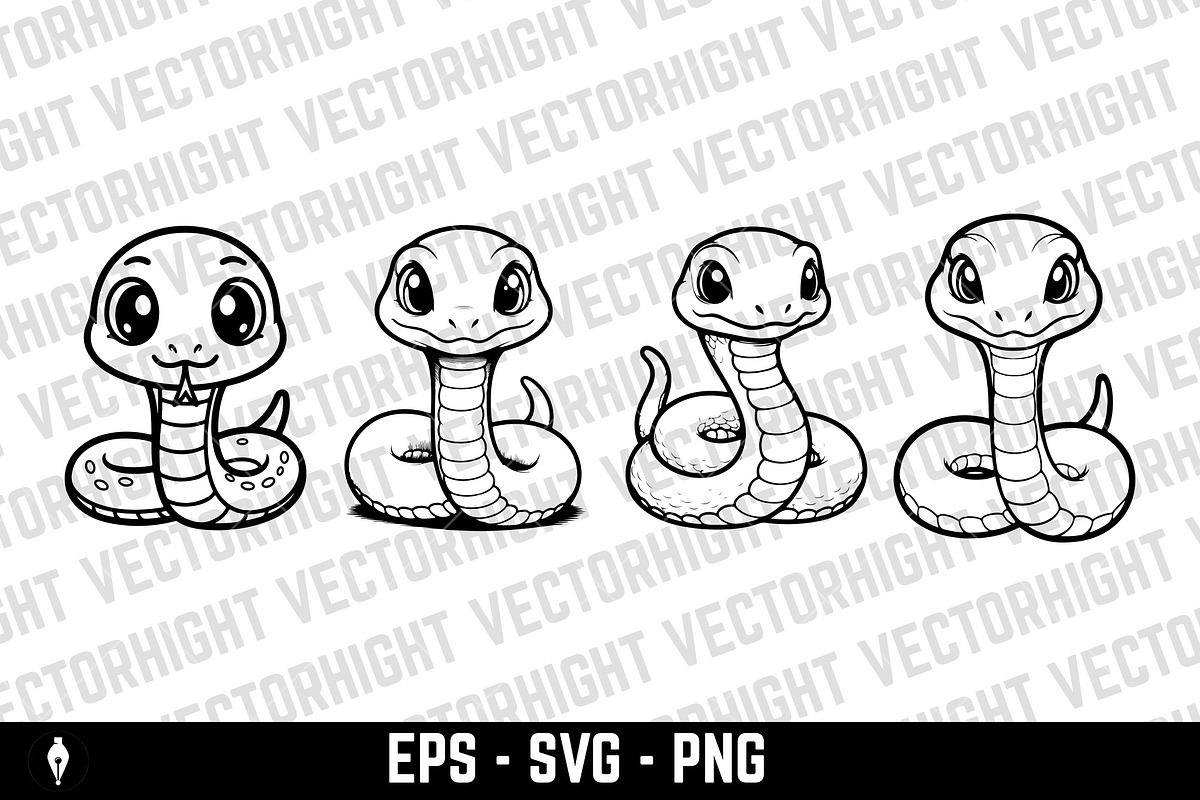 Cute happy friendly cartoon snake, an Animal Illustration by Vectorhight (Photo 4 of 7)