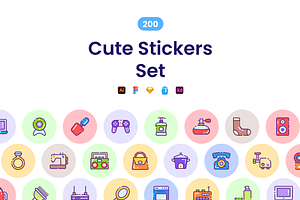 Cute Sticker Set, an Emoji Icon by Brickclay