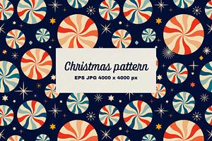 Retro Christmas Pattern With Candys