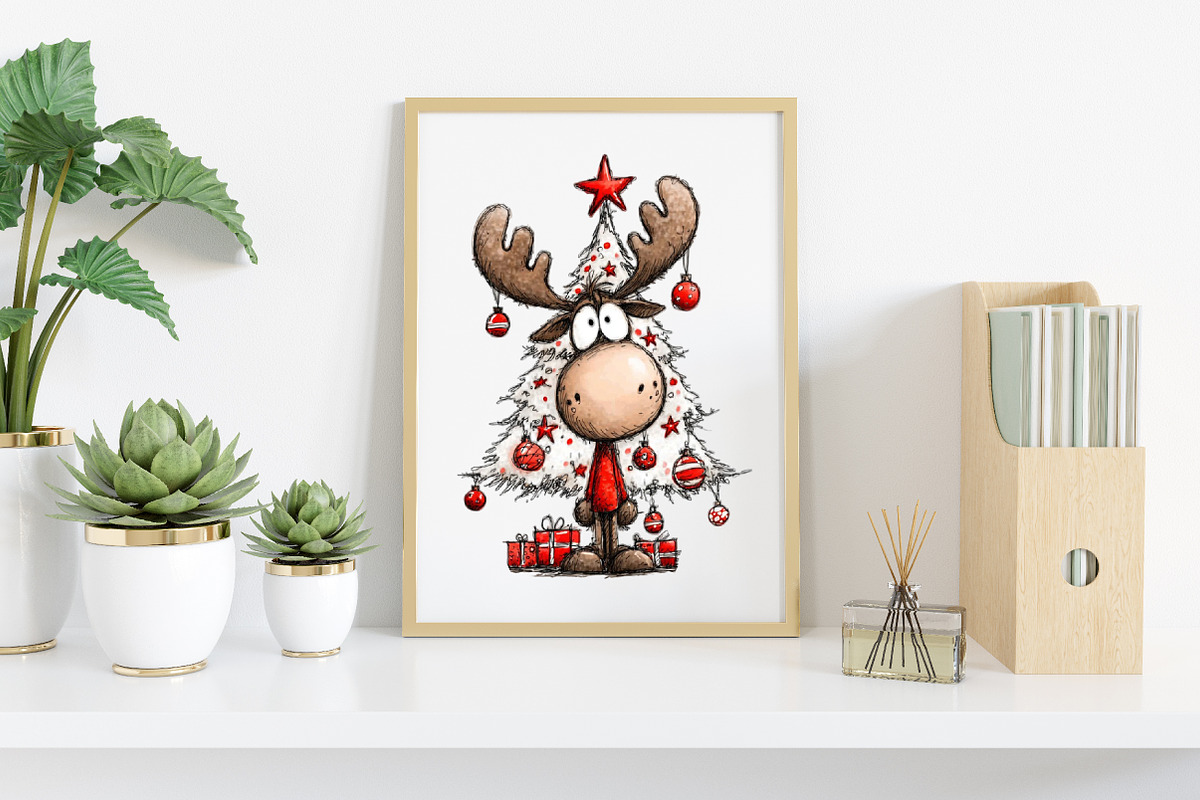 Quirky Funny Christmas Reindeer, an Illustration by Canvas Craft (Photo 6 of 8)