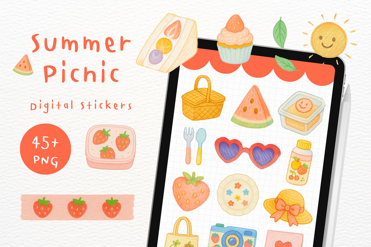 Summer Picnic Goodnotes Stickers, an Illustration by mimimeow (Photo 1 of 3)