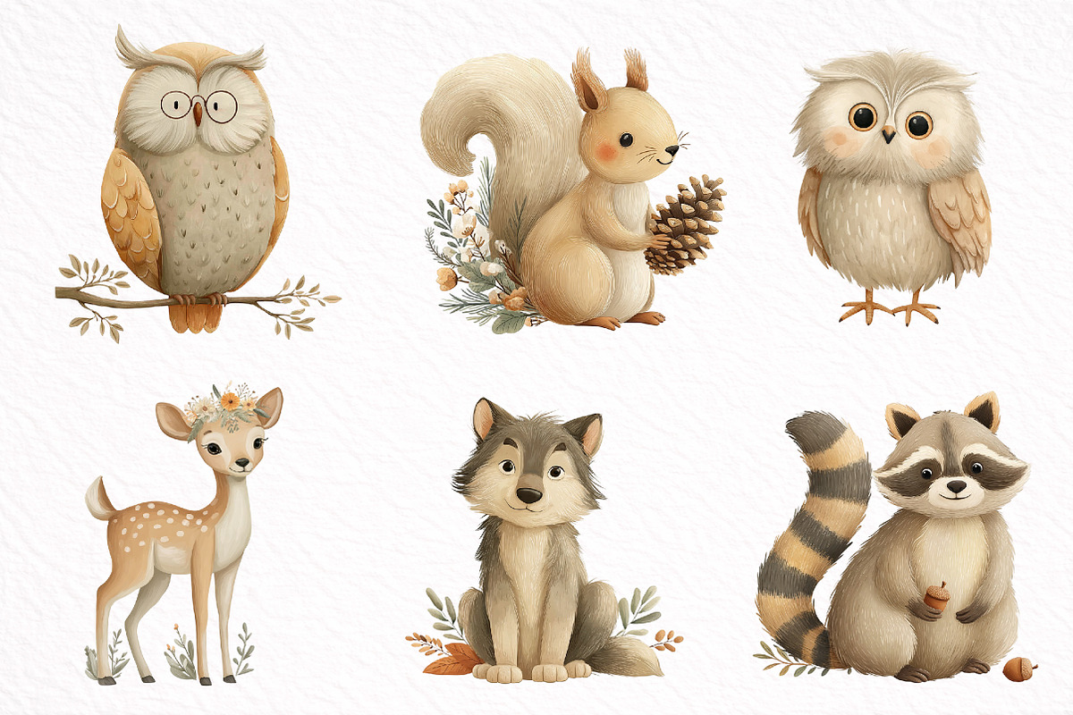 Cute Woodland Animal Clipart, an Illustration by DreamArtGraphic (Photo 2 of 8)