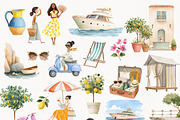 Amalfi Coast Clipart Set, a Person Illustration by PaintPixelCo (Thumbnail 5 of 15)