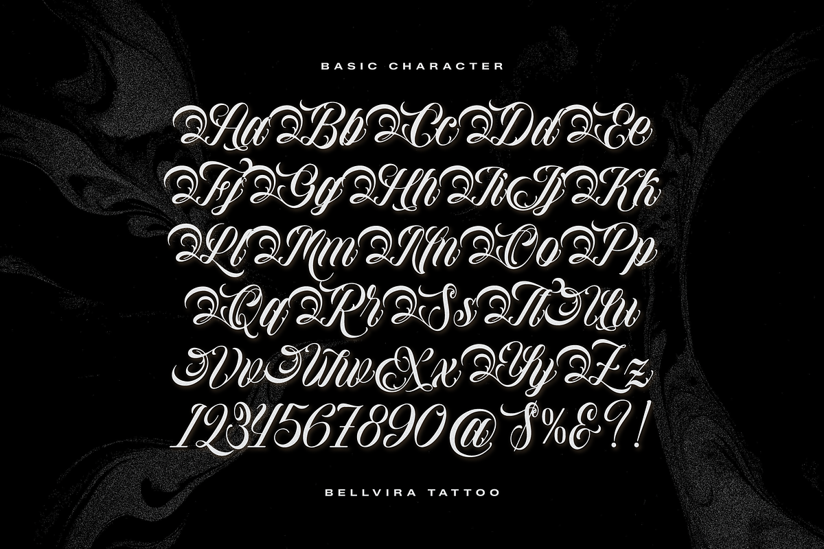 Bellvira Tattoo | Script Tattoo, a Blackletter Font by Denustudios (Photo 10 of 12)