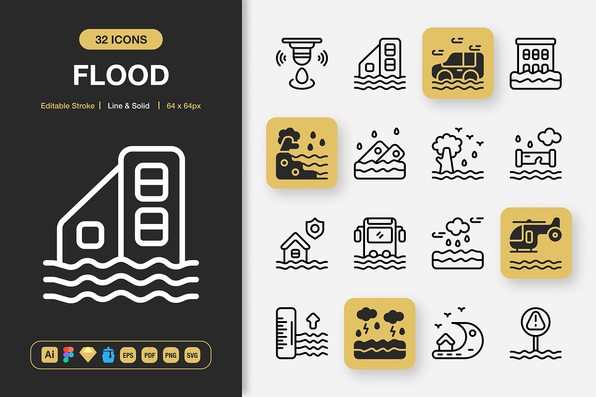 Flood Icons, an Icon by Spacepixel Creative | Creative Market