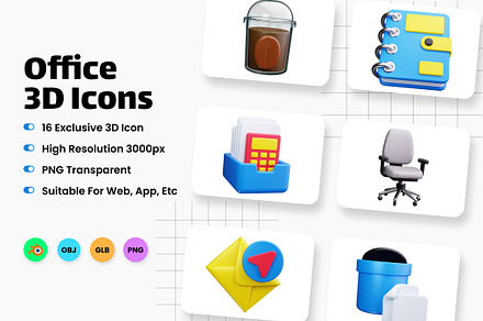 Office 3D Icons, an Architecture 3D Model by HacaStudio