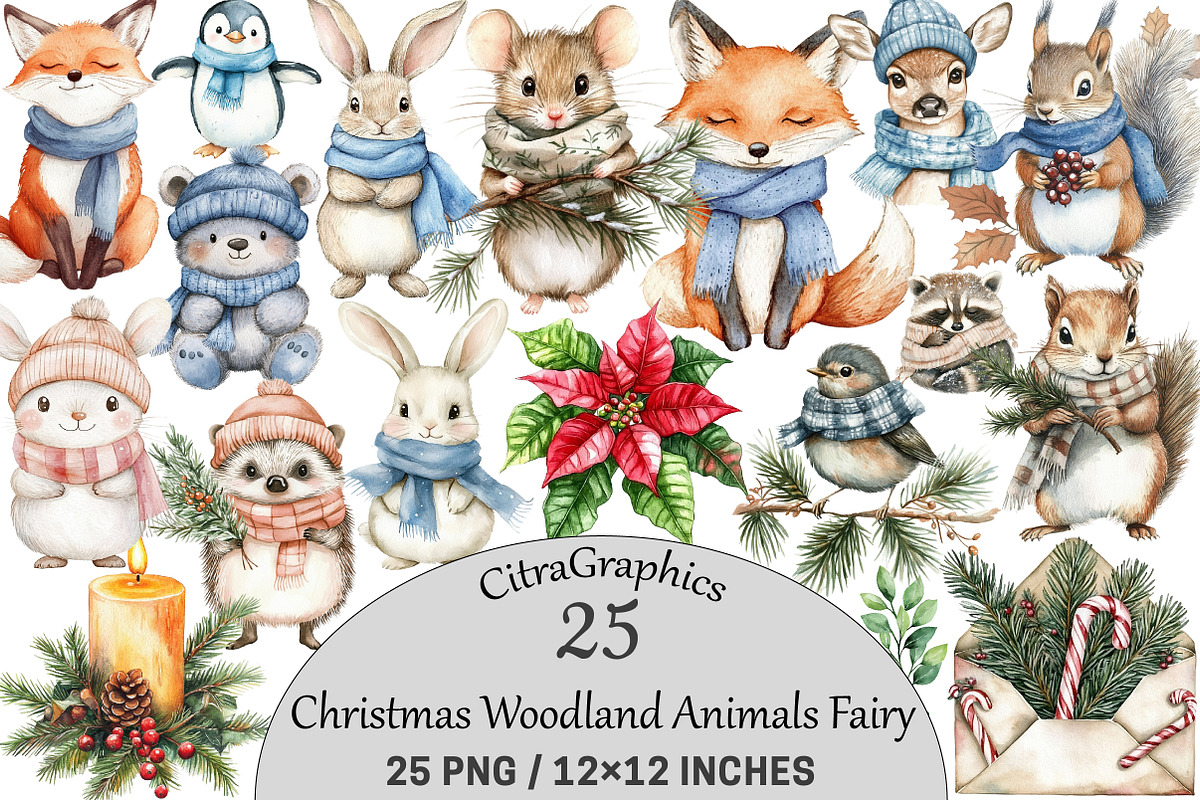 Christmas Woodland Animals Fairy, an Illustration by CitraGraphics (Photo 1 of 5)