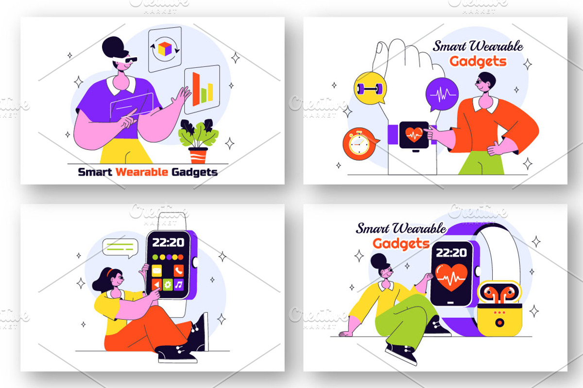 10 Smart Wearable Gadgets, a Technology Illustration by denayunebgt (Photo 3 of 4)