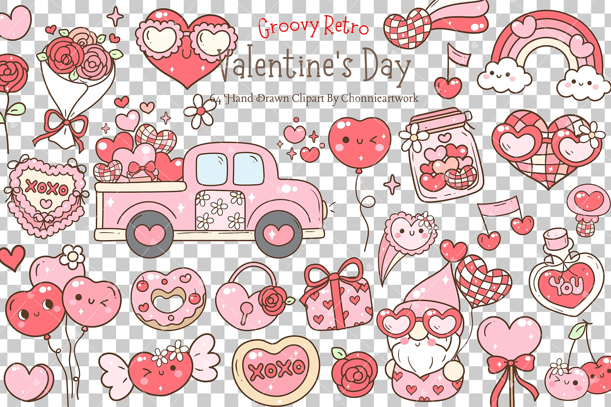 Groovy Valentine's Day SVG PNG, a Seasonal Illustration by Chonnieartwork (Photo 2 of 6)
