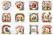 Spring Animals On Swing Clipart, an Illustration by RobertsArt (Thumbnail 2 of 7)