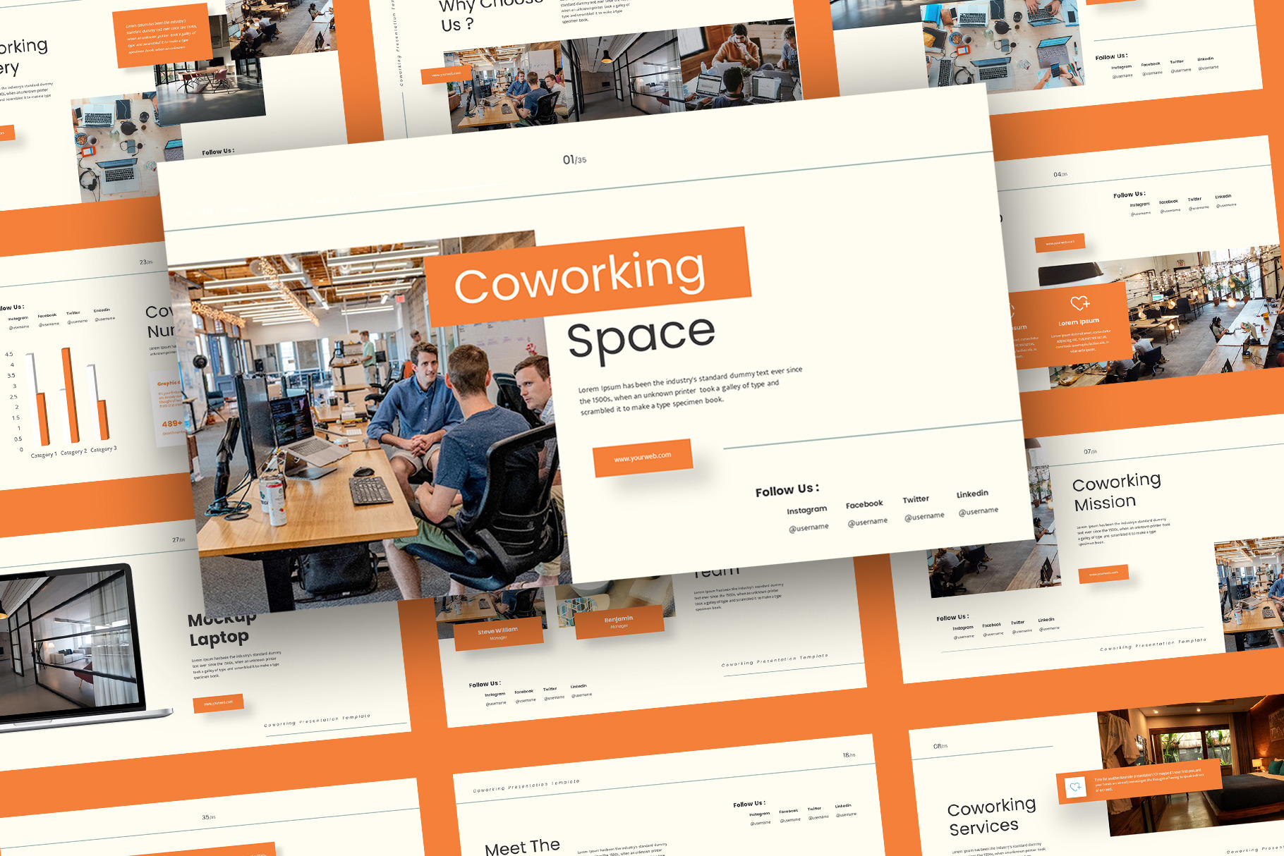 Coworking Space Powerpoint Template, a Presentation Template by Jaruka