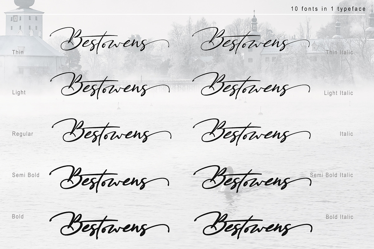 Bestowens Family, a Script Font by Letterara (Photo 5 of 16)