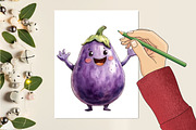 Eggplant Watercolor Cliparts, an Illustration by RobertsArt (Thumbnail 3 of 7)