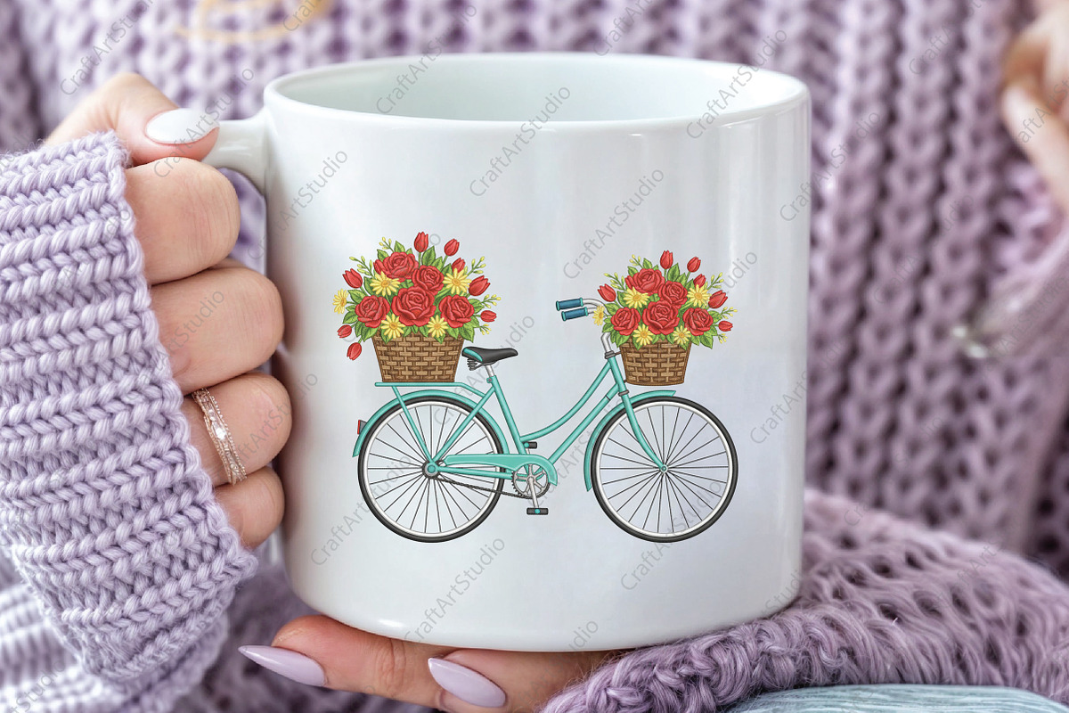 Faux Crochet Bicycle & Flower Basket, an Illustration by CraftArtStudio (Photo 2 of 4)
