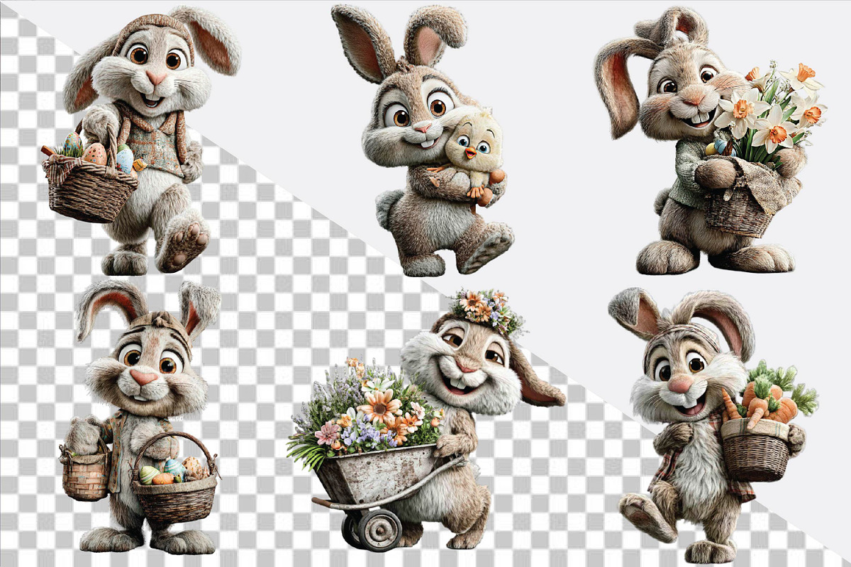 Whimsical Easter Bunny Clipart Bundl, an Illustration by SVGArt (Photo 8 of 9)