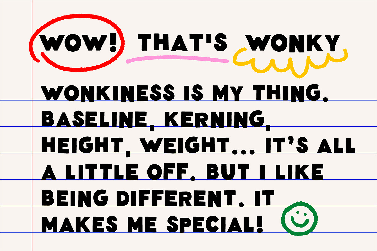 Wonky Font! A Clean & Blocky Font, a Sans Serif Font by Meg Lewis Fun House (Photo 7 of 11)