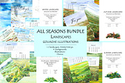 All Seasons Bundle. Landscapes, a Seasonal Illustration by Ann Bright (Thumbnail 1 of 16)