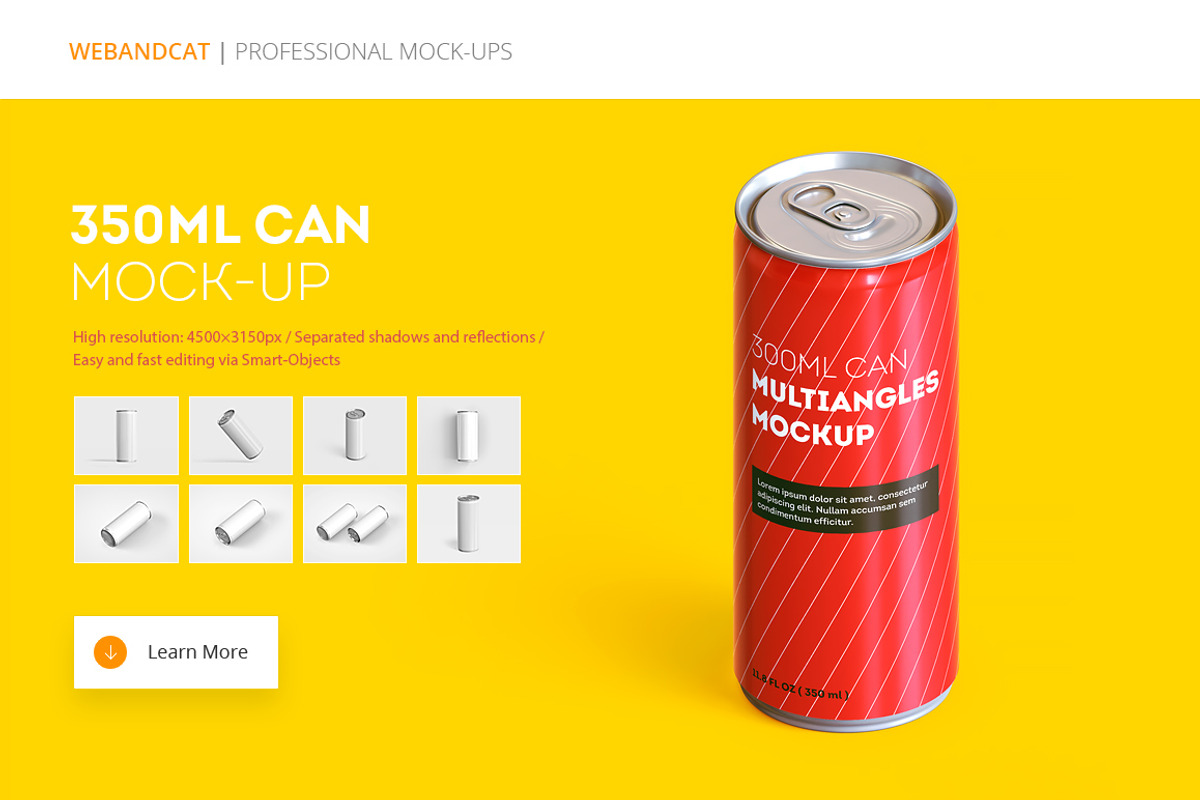 Energy Drink Can Mock-up, a Cups & Container Mockup by WebAndCat (Photo 1 of 9)