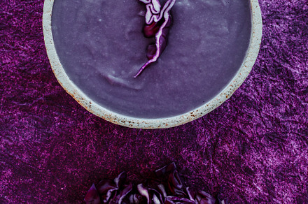 rustic ceramic bowl with some red cabbage soup, a Photo by Nito