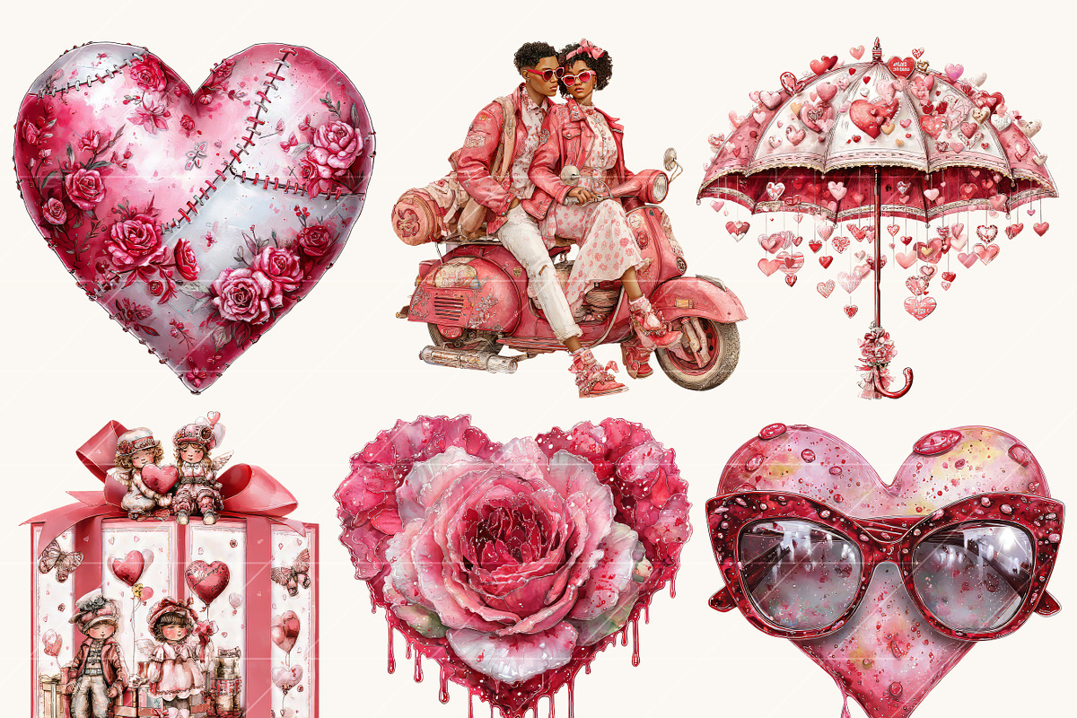 Red Valentine Clipart Bundle, a Seasonal Illustration by BusyDaydesign (Photo 9 of 9)