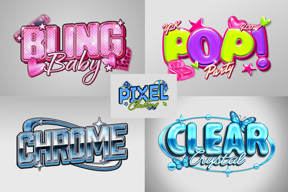 Chrome Y2K Text Effect, a Layer Style Add-On by Matsero (Photo 3 of 4)