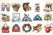 Watercolor Christmas Time Clipart, an Illustration by Libby Wishes (Thumbnail 2 of 9)