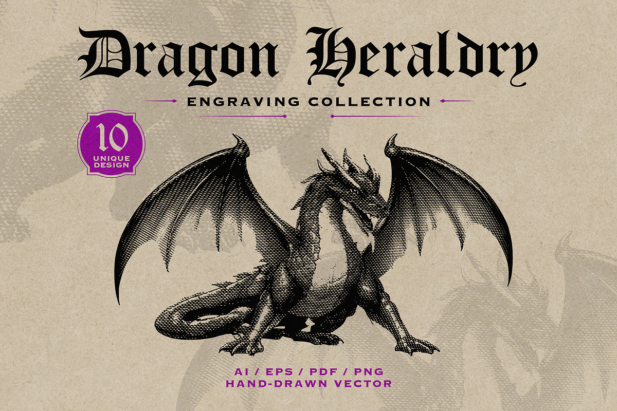 Dragon Heraldry Engraving Collection, an Object Illustration by Kaizla03 (Photo 1 of 4)