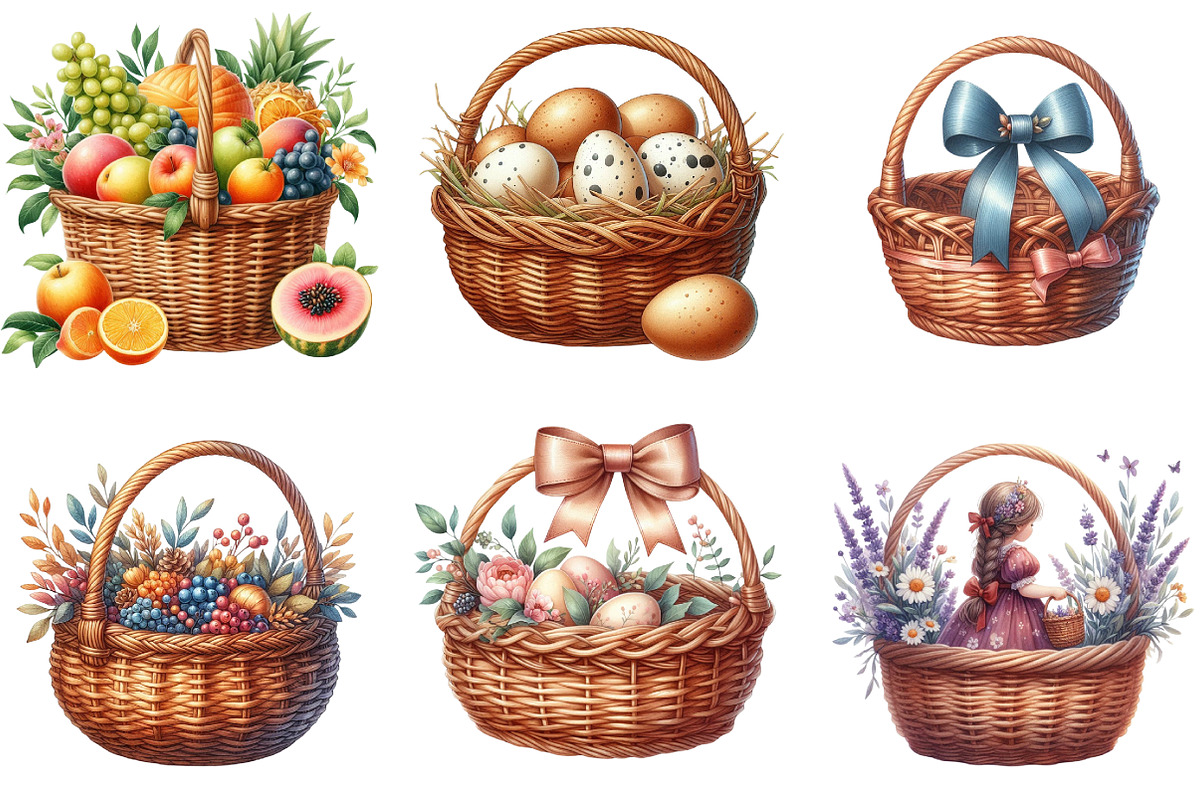 Wicker Baskets Clipart, an Illustration by DreamArtGraphic (Photo 3 of 5)