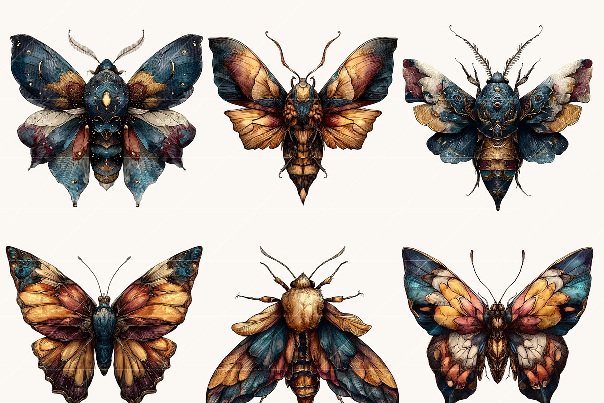 Mystical Moth Clipart Bundle, an Object Illustration by Design Scotch (Photo 7 of 9)