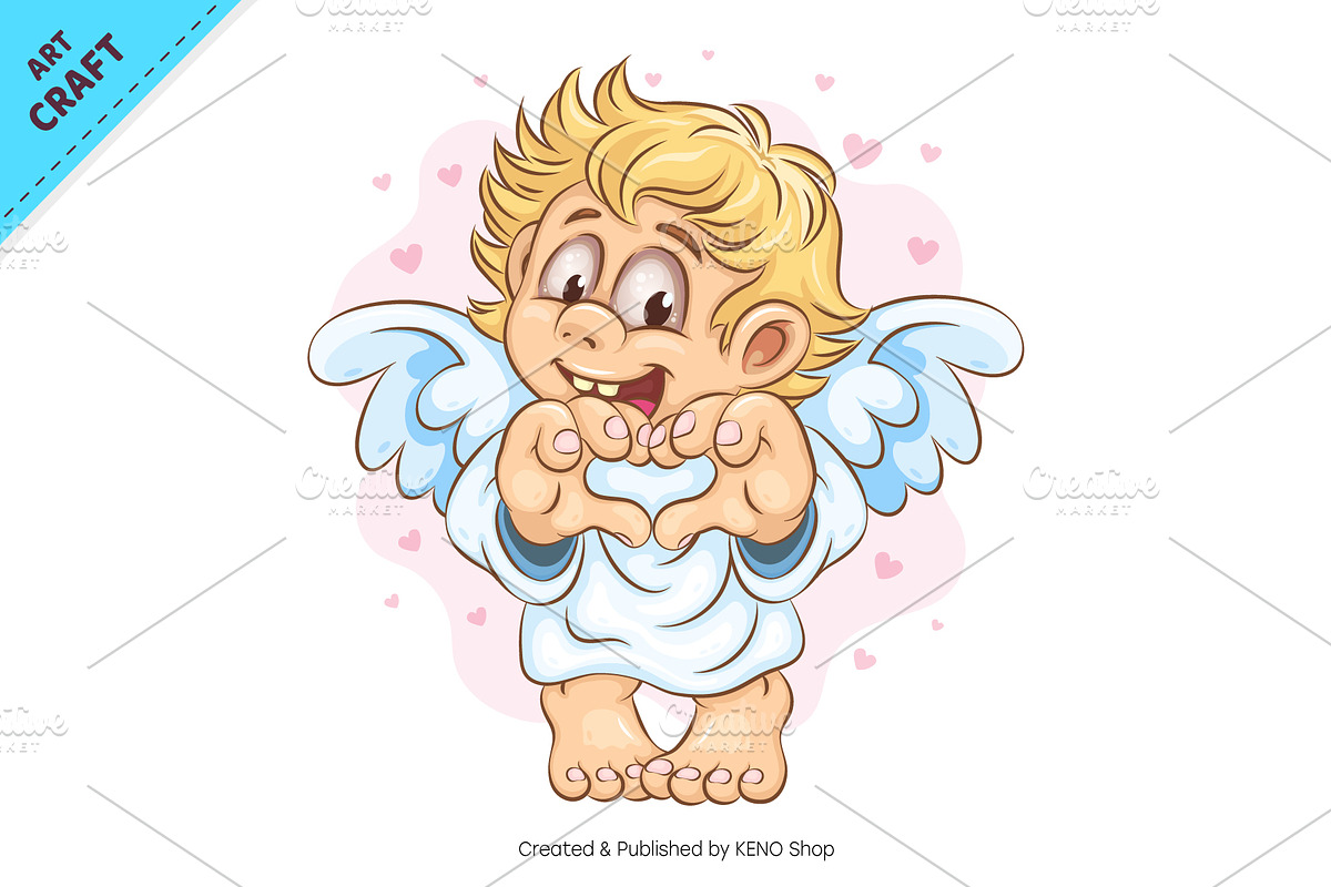 Bundle Cartoon Cupid 03. Tshirt, a Person Illustration by KENO Mascots (Photo 6 of 13)
