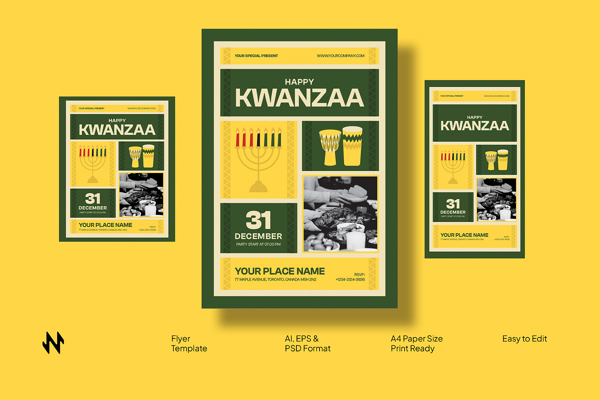 Yellow Happy Kwanzaa Flyer, a Flyer Template by Neermana (Photo 1 of 4)