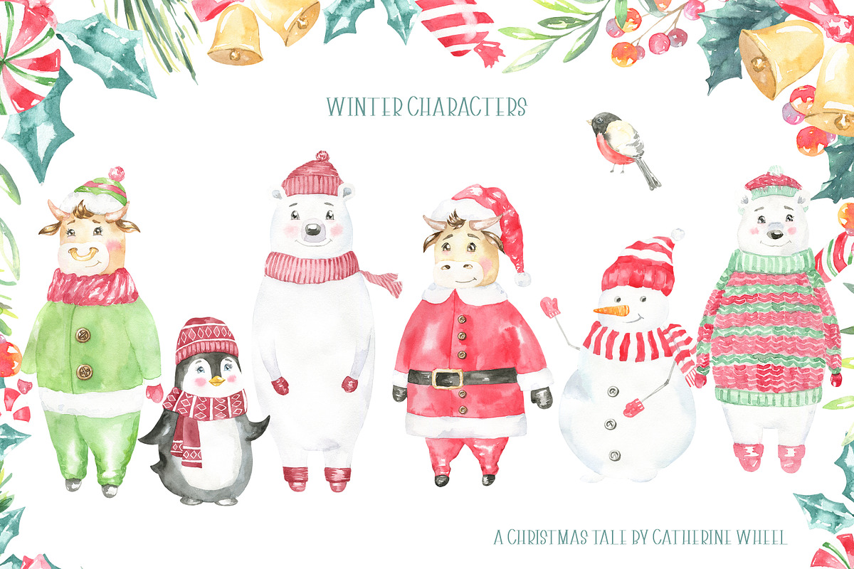 Christmas Tale Watercolor Clipart, an Animal Illustration by Catherine Wheel (Photo 12 of 14)