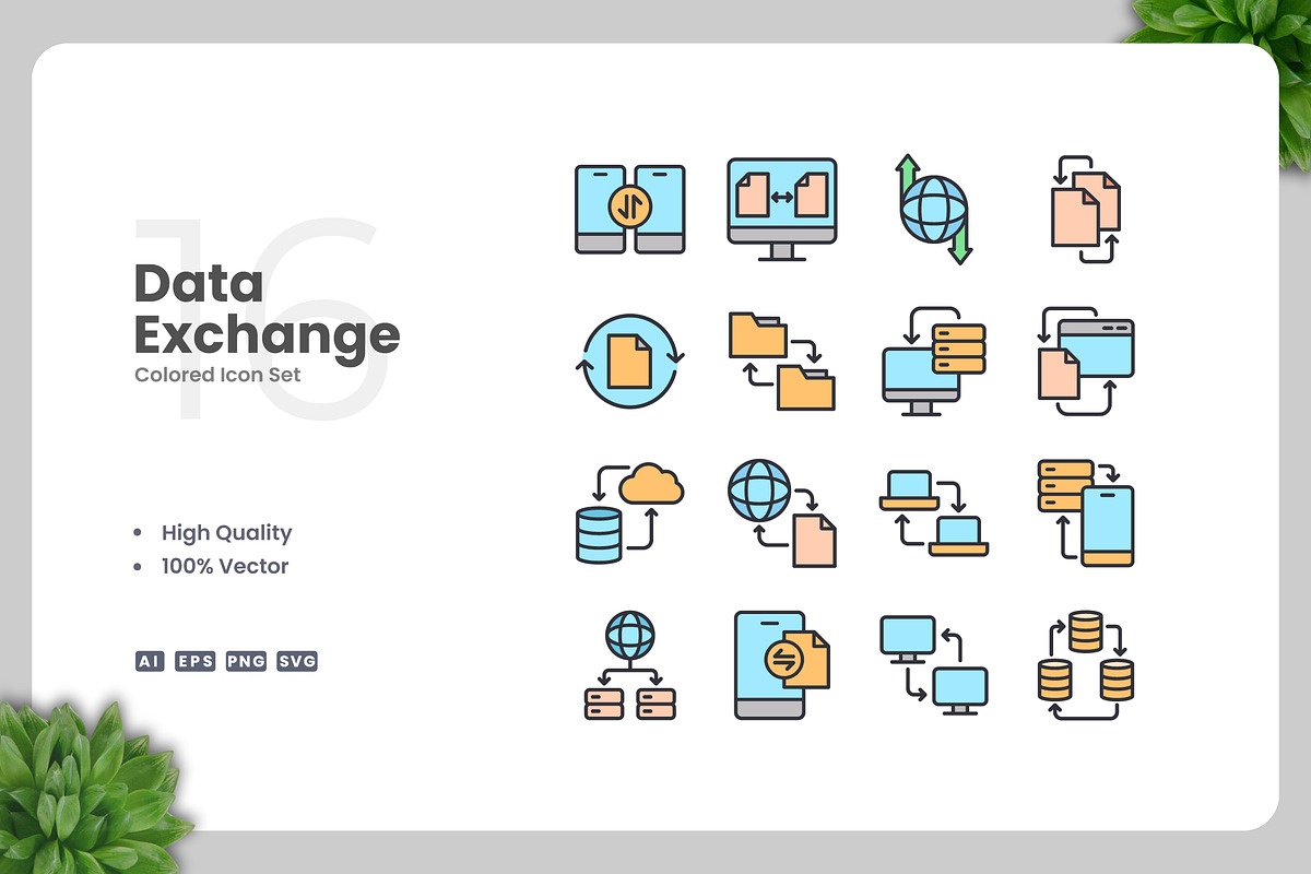 Data Exchange Colored Icons, an Icon by Upnowgraphic