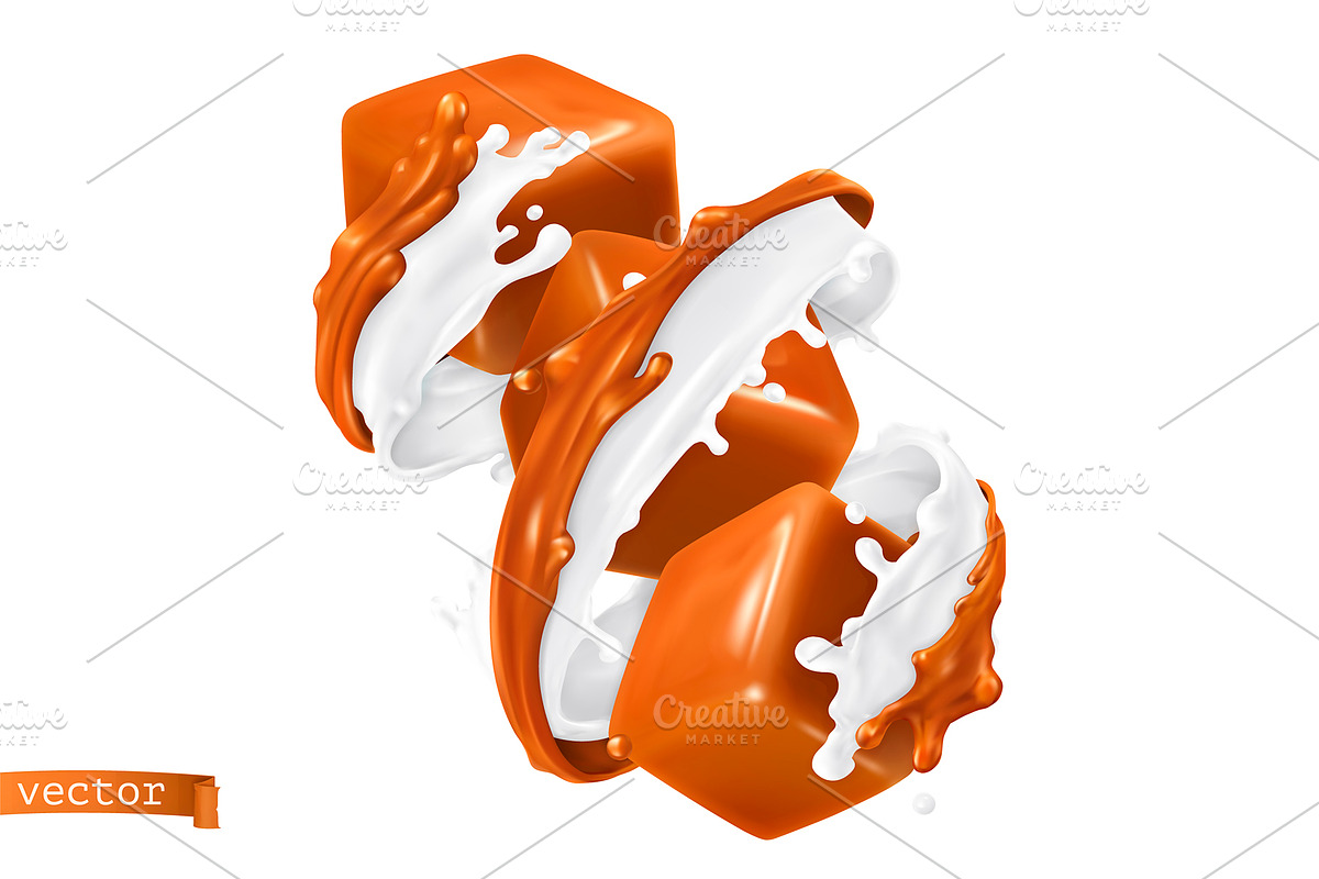 Fudge sweet caramel realistic vector, a Decorative Illustration by Allevinatis Studio (Photo 4 of 5)