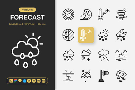 Forecast Icons, an Outline Icon by Spacepixel Creative